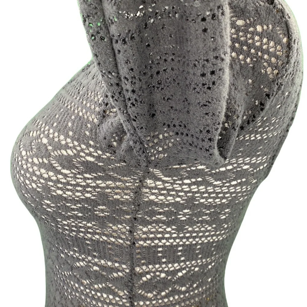 American Eagle Gray Open Back Lace Knit Sweater - Picture 8 of 11